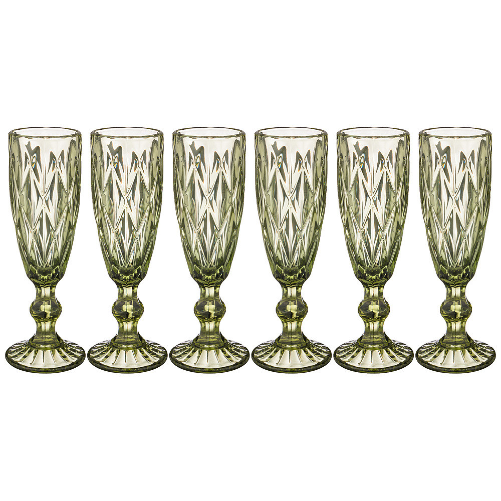 Набор бокалов для шампанского Muza Color Ромбо 6шт 150мл (5 вариантов расцветки) Lefard 781-115 - фото 1 - id-p173455763