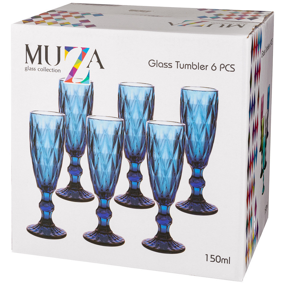 Набор бокалов для шампанского Muza Color Ромбо 6шт 150мл (5 вариантов расцветки) Lefard 781-115 - фото 2 - id-p173455763