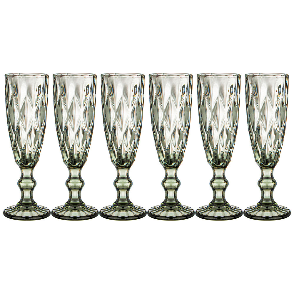 Набор бокалов для шампанского Muza Color Ромбо 6шт 150мл (5 вариантов расцветки) Lefard 781-116 - фото 1 - id-p173455764