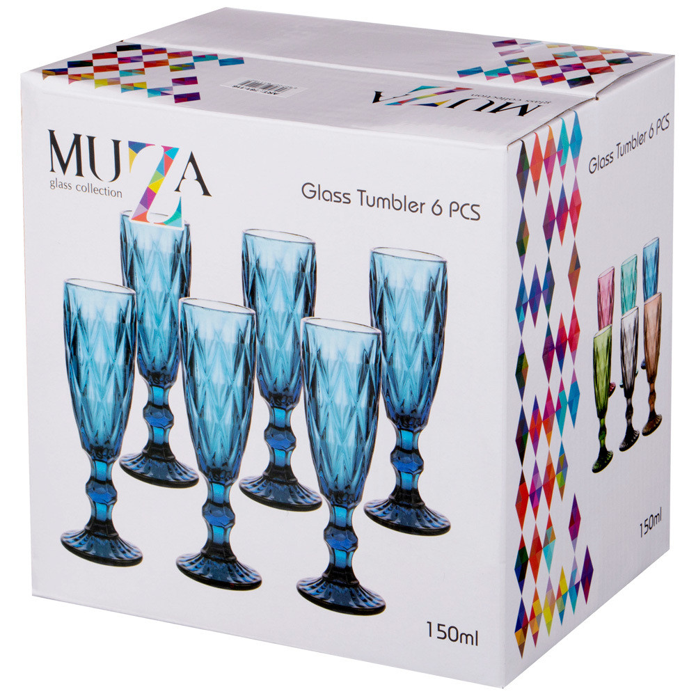 Набор бокалов для шампанского Muza Color Ромбо 6шт 150мл (5 вариантов расцветки) Lefard 781-116 - фото 2 - id-p173455764