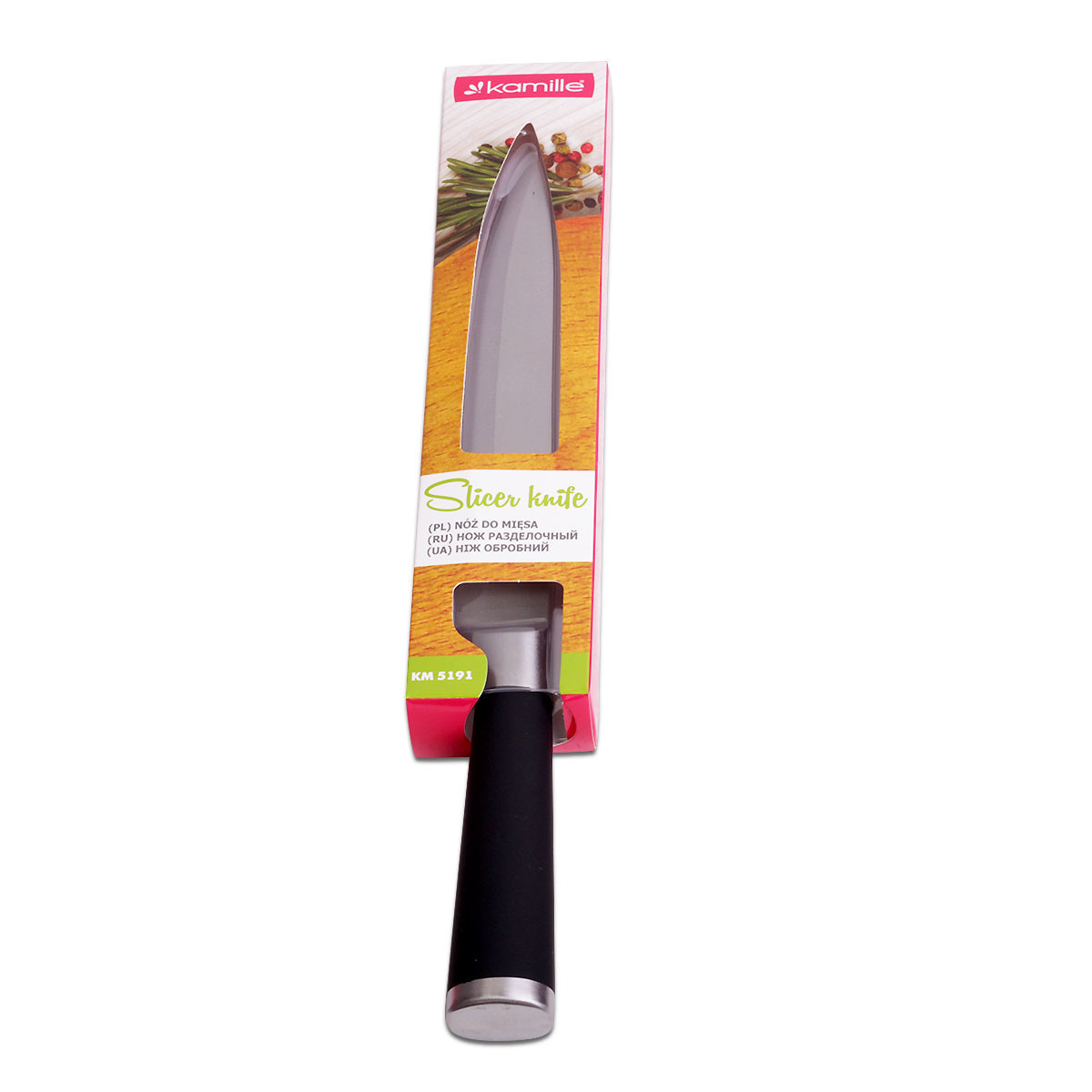 Нож раздельный из нержавеющей стали "soft touch" (лезвие 20 см, рукоятка 14,5 см) Kamille 5191 - фото 2 - id-p173455266