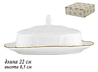 Масленка с крышкой 22х8,5 см MARIA GOLD, фарфор LENARDI 226-019