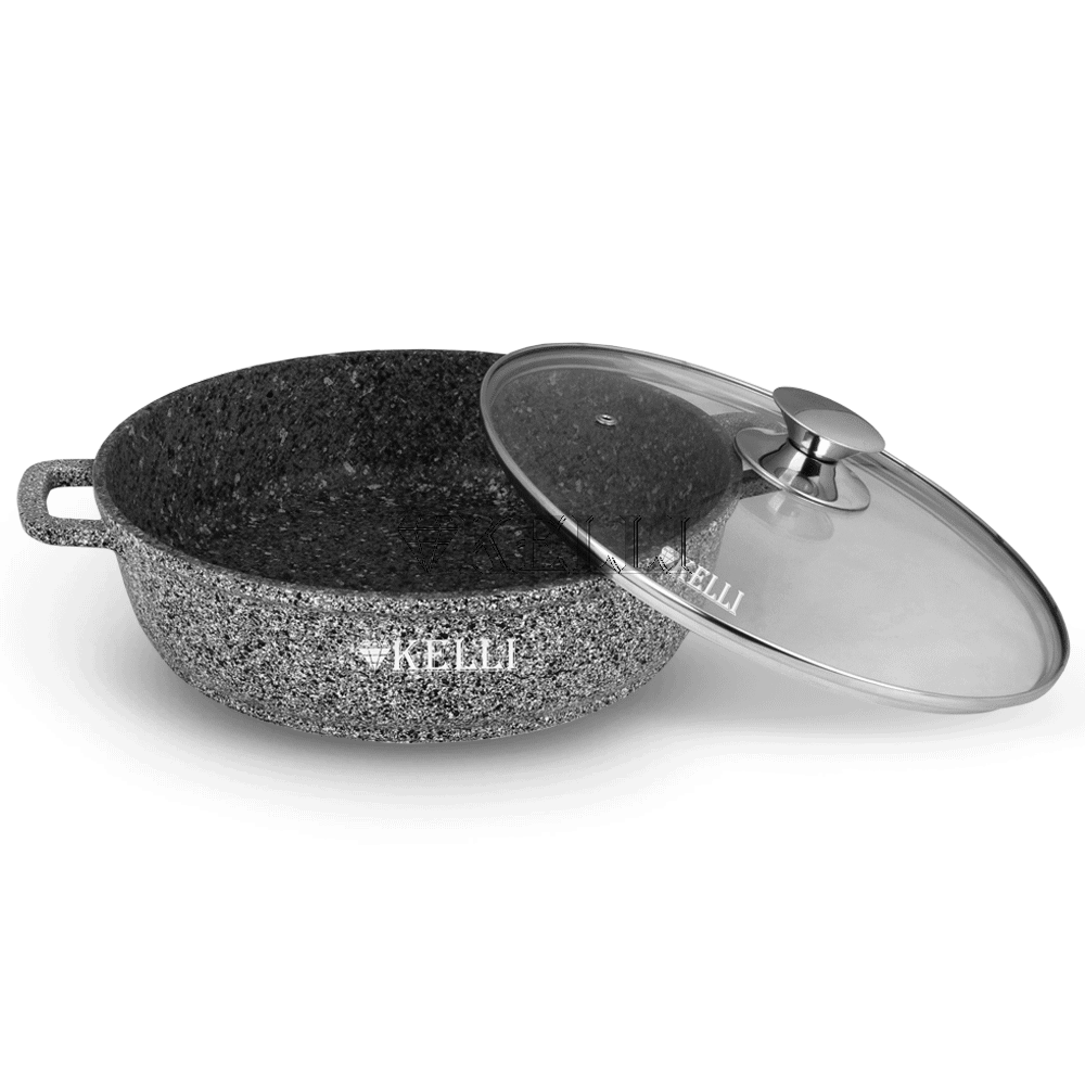 Сковорода-сотейник с мраморным покрытием 28 см, 5.0 л. KELLI KL-4001-28 - фото 1 - id-p173456224