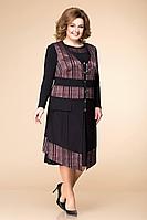 Женский осенний трикотажный нарядный большого размера комплект с платьем Romanovich Style 3-1261 черный/бордо