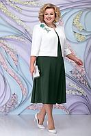 Женский осенний шифоновый зеленый большого размера комплект с платьем Ninele 2268 изумруд 56р.