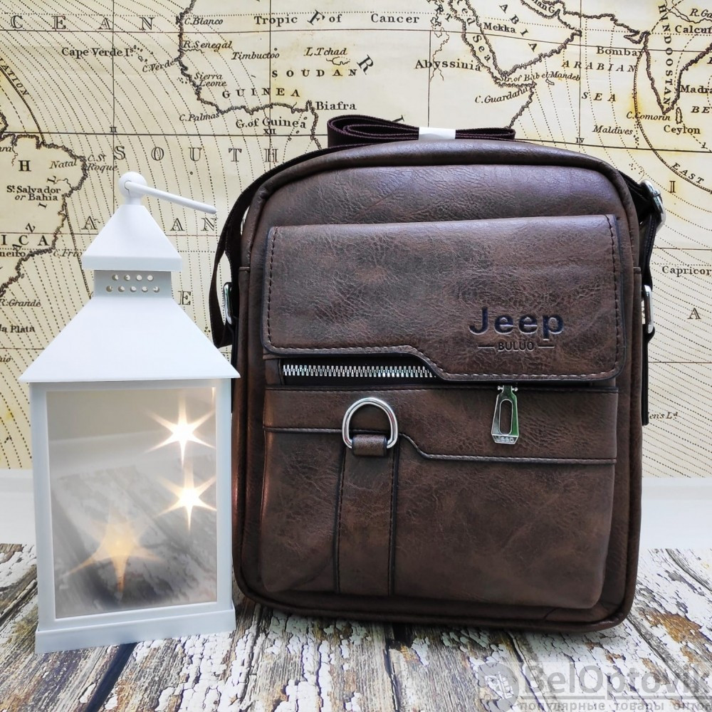 NEW Мужская сумка мессенджер Jeep Buluo Темно-коричневый (плечевой ремень) - фото 4 - id-p138766480