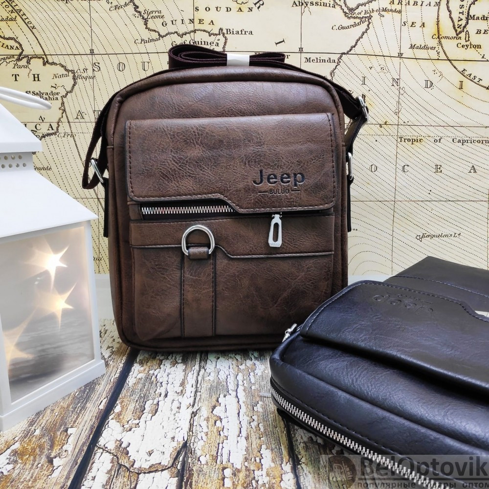 NEW Мужская сумка мессенджер Jeep Buluo Темно-коричневый (плечевой ремень) - фото 1 - id-p138766480