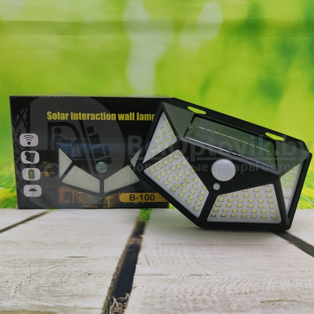Уличный светильник с датчиком движения на солнечной батарее Solar Interaction Wall Lamp, 3 режима 100 LED - фото 6 - id-p152584858