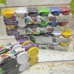 Слип - пак Genio Kids: Набор для детской лепки со штампами ТА1009ВР Тесто-пластилин 6 цветов , 6 цветов х 4