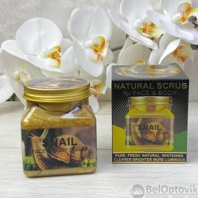 Натуральный скраб для тела и лица из коллекции Wokali, 500 ml Snail face and body scrub с муцином улитки