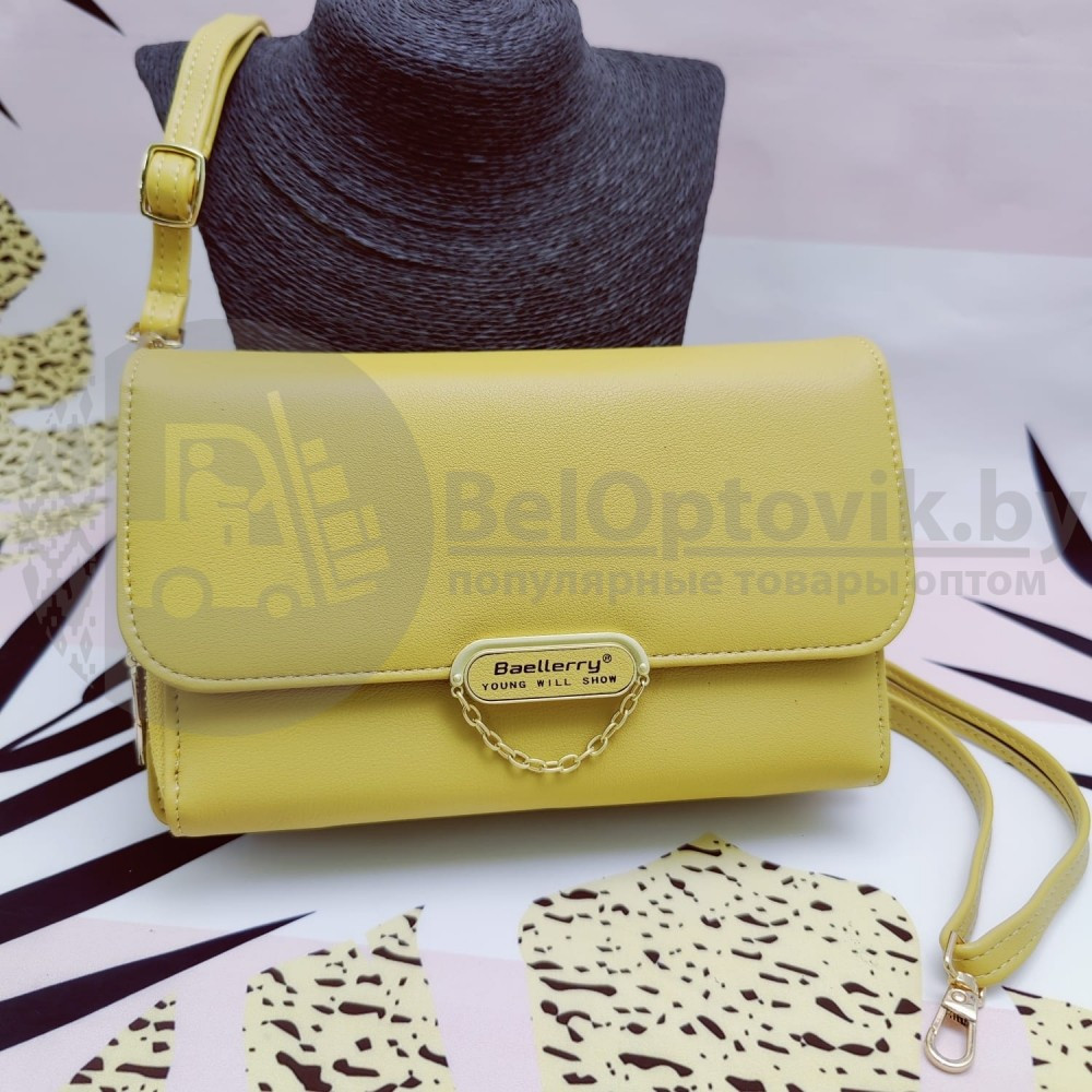 Женская сумочка - портмоне N8606 с плечевым ремнем Baellerry Young Will Show Желтая Yellow - фото 3 - id-p152055770