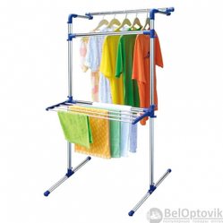 Двухуровневая вешалка (стойка-сушилка) для одежды Multi-Purpose Drying Rack, Stainless Steel напольная,