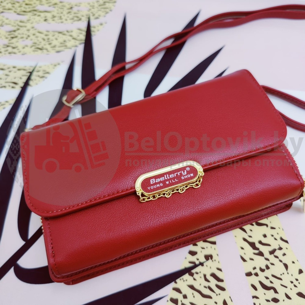 Женская сумочка - портмоне N8606 с плечевым ремнем Baellerry Young Will Show Красная Crimson - фото 2 - id-p152055773