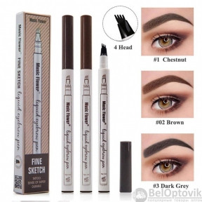 Водостойкий карандаш для бровей Huda Beauty Fine Sketch с эффектом тату, 1 ml 01. Chestnut (Каштан)