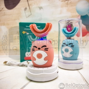 Детская электрическая зубная щетка Smart U-Shaped Childrens Toothbrush 360 градусов (3 режима работы) розовая
