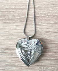 Кулон-тайник Сердце на цепочке Два сердца в серебре