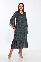 Женский осенний большого размера комплект с платьем Lady Style Classic 1802/2 черный-зеленый 48р.