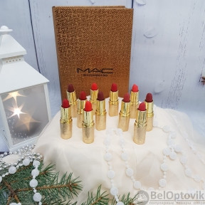 Набор помад в подарочной упаковке MAC matte lipstick rouge a levres Gold (12 матовых оттенков по 3 g)
