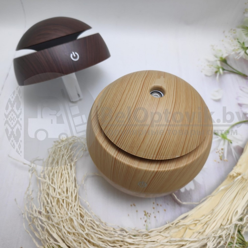 Увлажнитель воздуха ароматический Mini Humidfier 001 (HM-018), форма шар, d 10 см, 130 ml, 220V Темное дерево - фото 2 - id-p138765108
