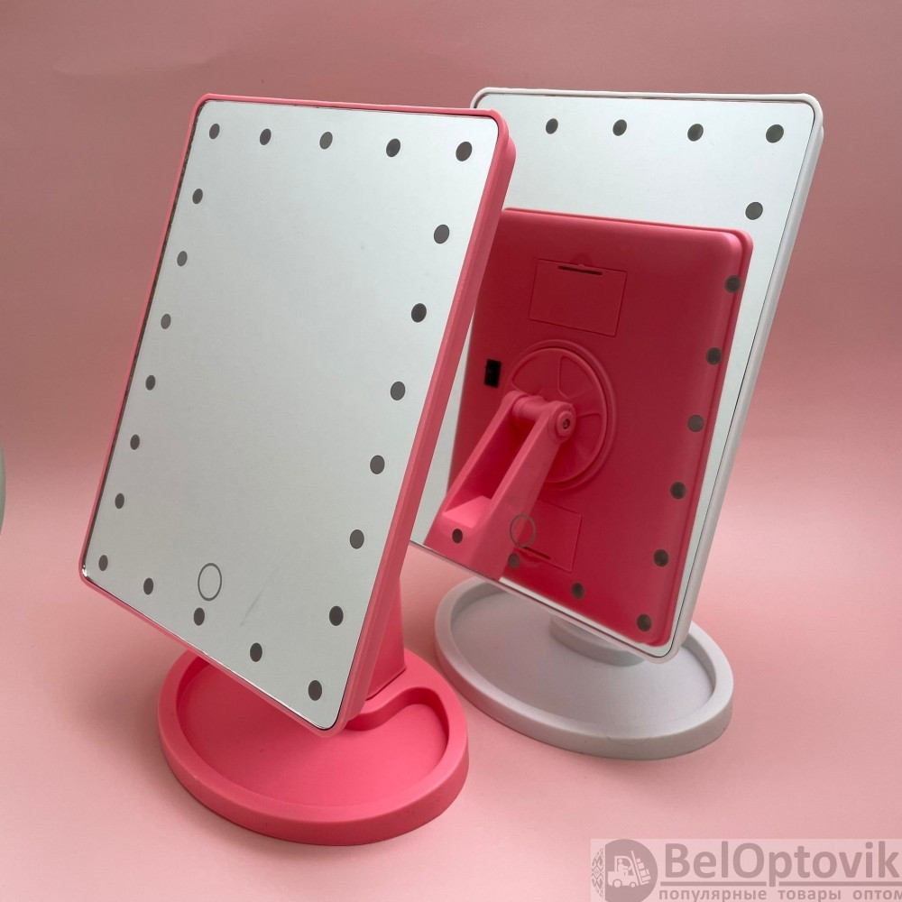АКЦИЯ Безупречное зеркало с подсветкой Lange Led Mirror Black/White/Pink Розовое, батарейка - фото 8 - id-p138767060