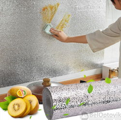 Кухонная алюминиевая  фольга - стикер (60смх3м) Масло - защитная и огнестойкая Серебро
