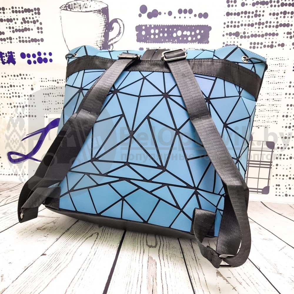 Светящийся неоновый рюкзак-сумка Хамелеон. Светоотражающий рюкзак Голубой NEW - фото 7 - id-p138764164