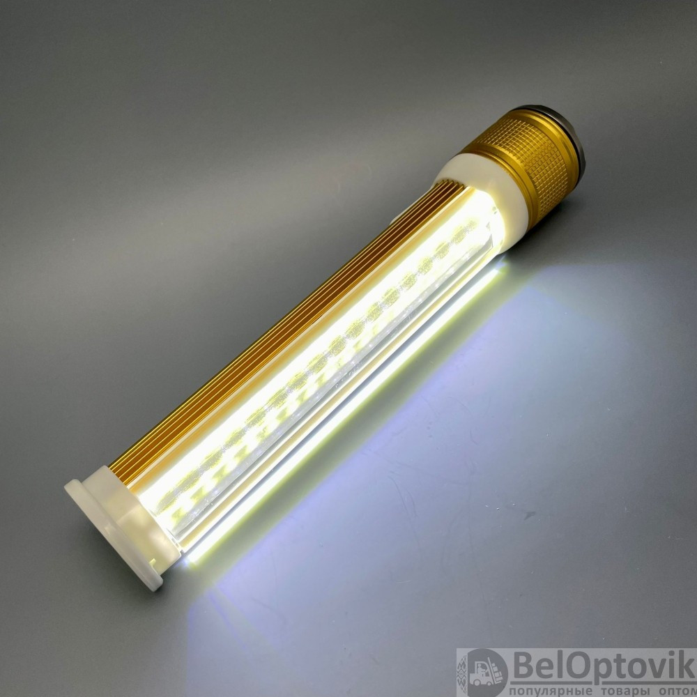 Ручной аккумуляторный фонарь Rotating Zoom Flashlight 128 LED боковая световая СОВ панель функционал Power - фото 4 - id-p156096901