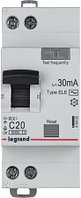 Дифф. авт. выключатель Legrand RX3, электронный, 1P+N, 20A, хар-ка C, 6kA, 30mA, тип AC, 2M