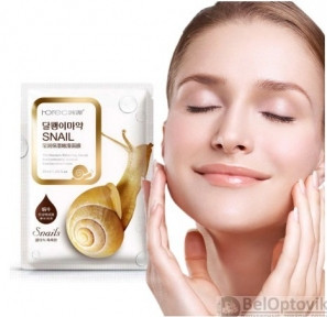 Тканевая маска для лица ROREC серии Natural Skin Care Mask Bioaqua, 30 гр  ROREC Snail Natural Skin Care Mask