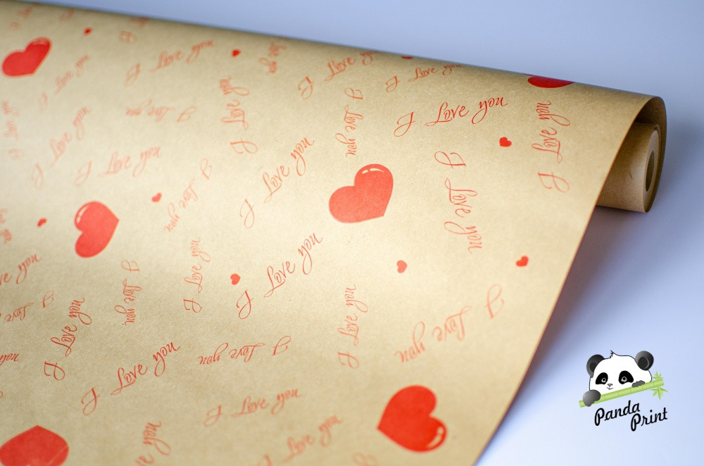 Упаковочная бумага Love you большие сердца (580 мм) - фото 2 - id-p171376362