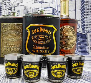 Подарочный набор Jack Daniels: фляжка 255 мл, 4 стопки и металлическая воронка M-39
