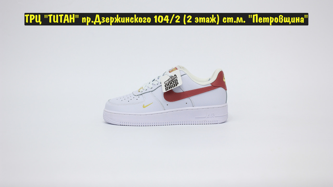 Кроссовки Nike Air Force 1 '07 ESS Low White Bordo Gold - фото 5 - id-p173490926