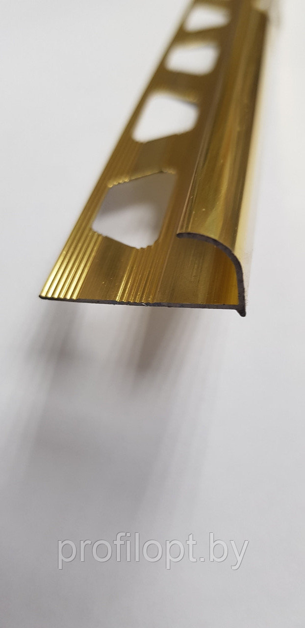 Уголок для плитки алюминиевый полукруглый 10 мм, золото глянцевое 270 см