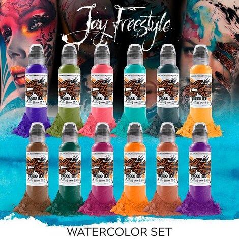 Краска World Famous Tattoo Ink Jay Freestyle Watercolor Ink Set 12шт