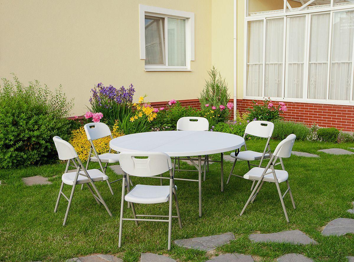 Набор складной садовой мебели CALVIANO (стол круглый 150см и 6 стульев)