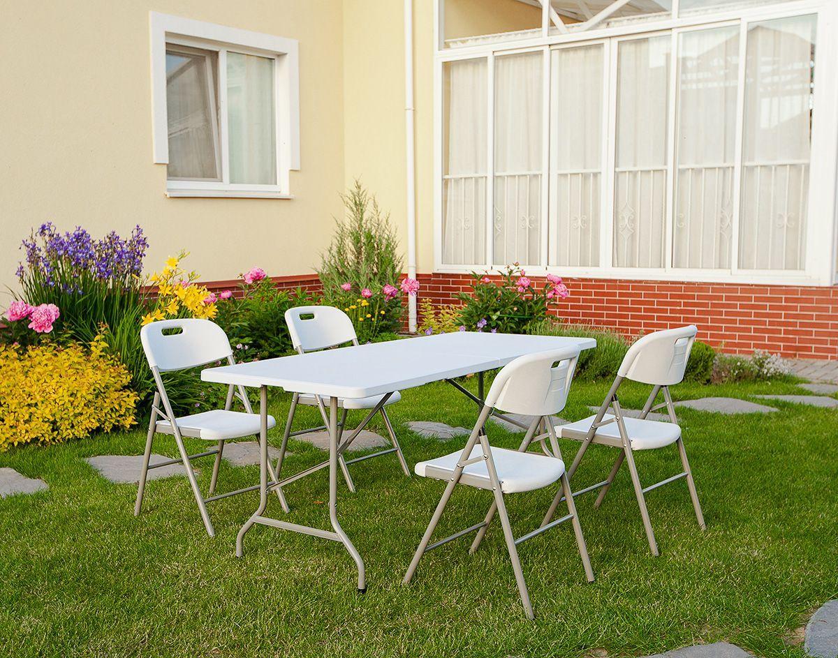 Набор складной садовой мебели CALVIANO (стол пластиковый 240см и 4 стула) - фото 1 - id-p173502702