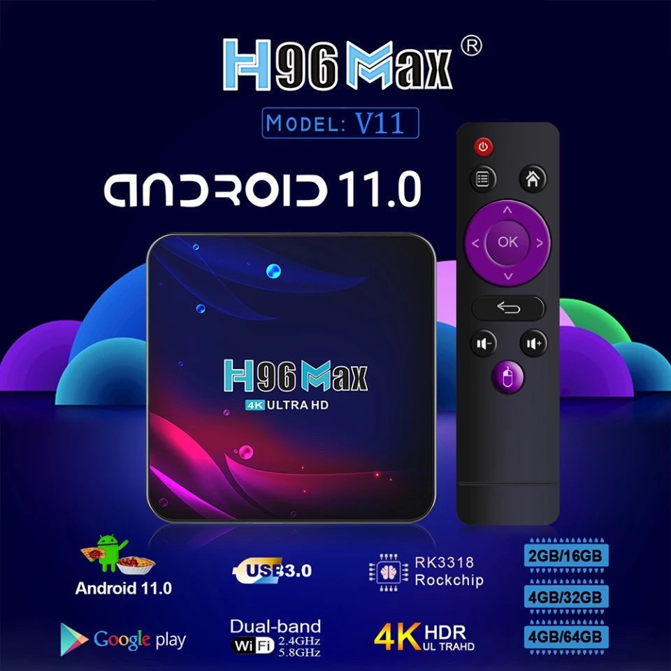 Смарт ТВ приставка H96 Max 4/64Гб Android 11.0 WIFI 5G + Bluetooth - фото 2 - id-p173422015