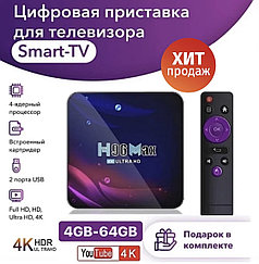 Смарт ТВ приставка H96 Max 4/64Гб Android 11.0 WIFI 5G + Bluetooth