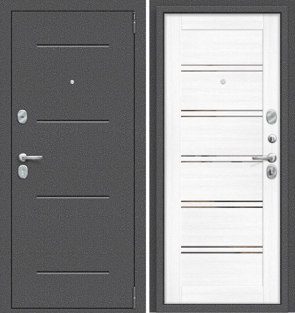 Двери входные металлические Porta R 104.П28 Антик Серебро/Snow Veralinga