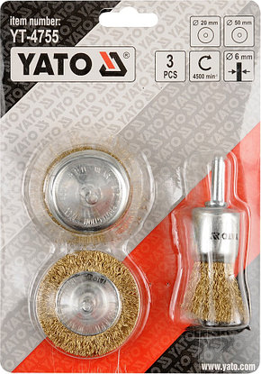 Щётки-крацовки со стержнем (набор 3шт) "Yato"YT-4755, фото 2