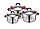 BC-2103 Набор кастрюль 3 шт, Bella Cucina, 6 предметов, из нержавеющей стали, набор, фото 2