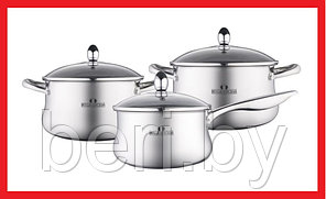 BC-2141 Набор кастрюль с ковшом, Bella Cucina, 6 предметов, из нержавеющей стали, набор посуды