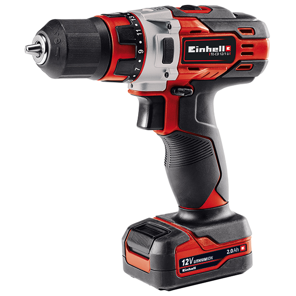 Шуруповерт аккум. Einhell TE-CD 12/1 Li (12V, 40 Нм, 2x2.0 Ah Li-Ion, 2 скорости, подсветка, кейс)