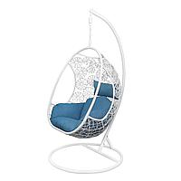 Кресло подвесное BALI, (белый/синий), размер кокона/стойки 118*94*67/d105*196см