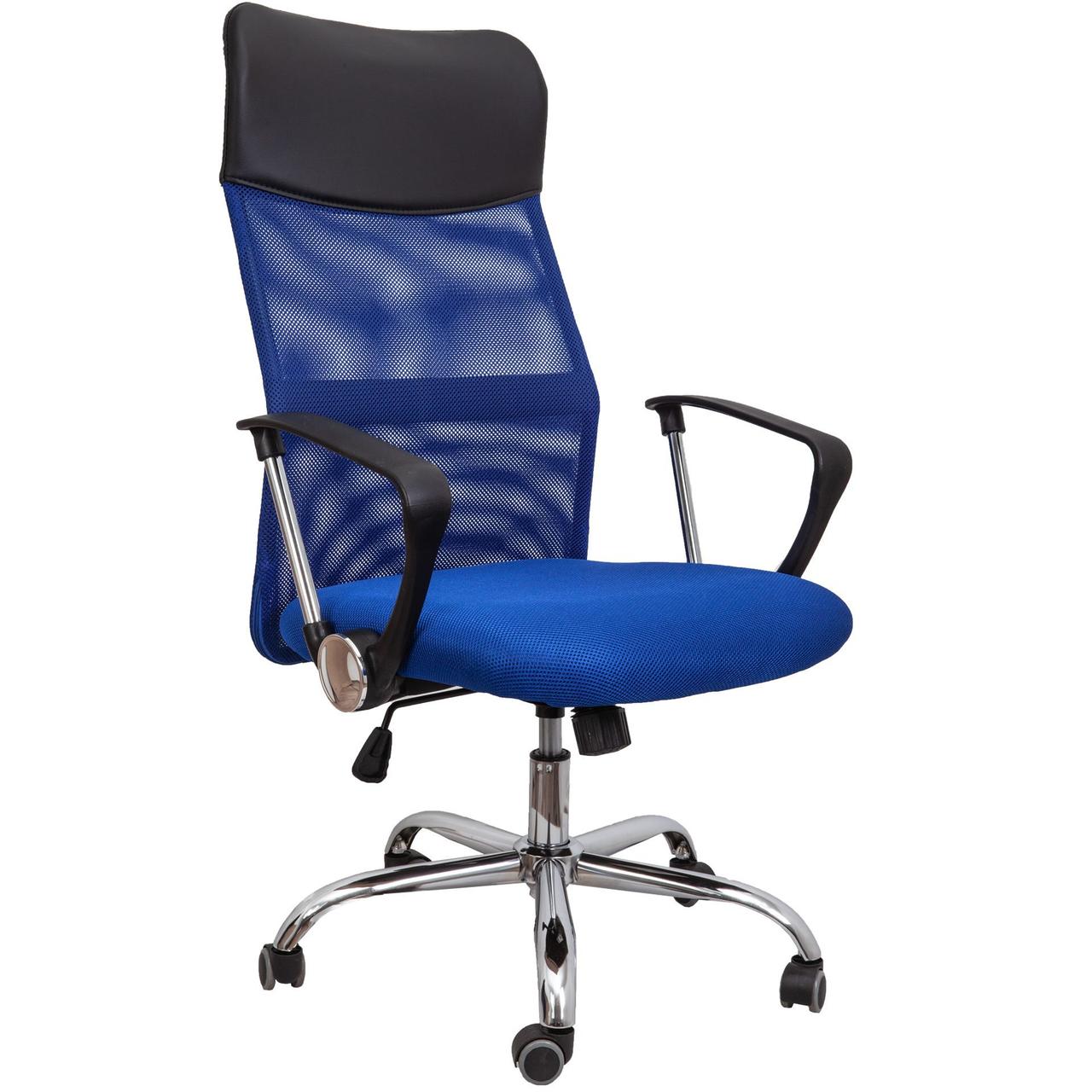 Кресло поворотное Aria, синий + чёрный, сетка