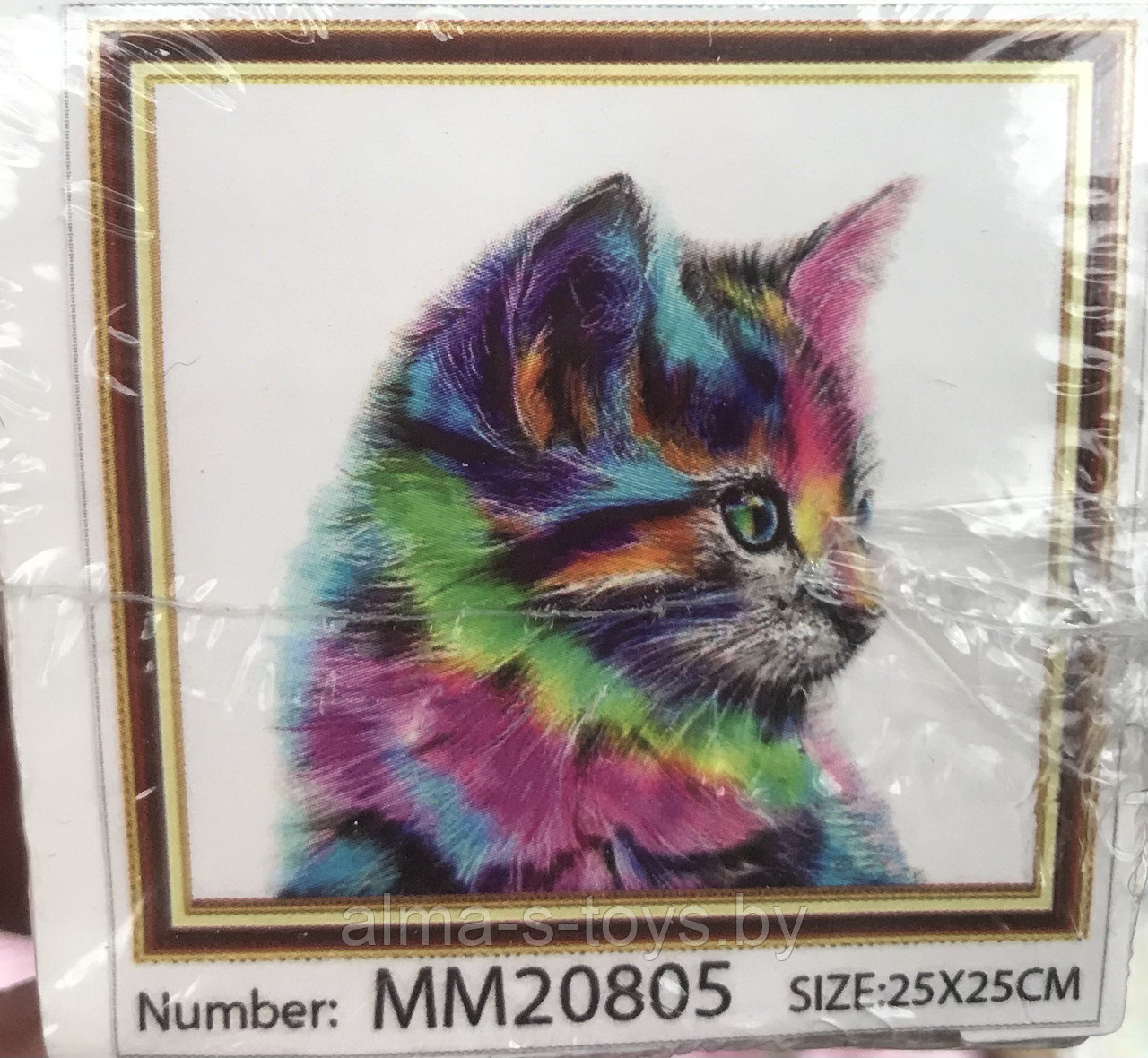 Алмазная мозаика 25*25см на холсте «яркий кот" - фото 1 - id-p173558642