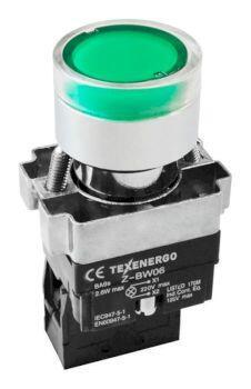 Техэнерго Кнопочный выключатель LAY5-BW3361 зеленый с подсветкой 1з - фото 1 - id-p147760282