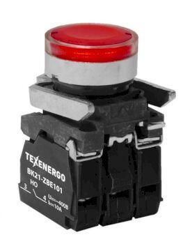 Техэнерго Выключатель кнопочный ВК21-ВW34B5 1з+1р красный, подсветка светодиод 24В AC/DC - фото 1 - id-p147760305