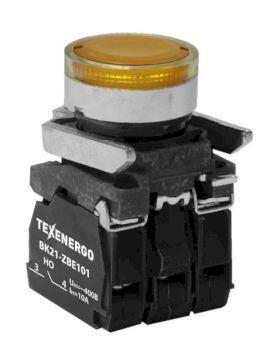 Техэнерго Выключатель кнопочный ВК21-ВW35M5 1з+1р жёлтый, подсветка светодиод 220В АС - фото 1 - id-p147760308