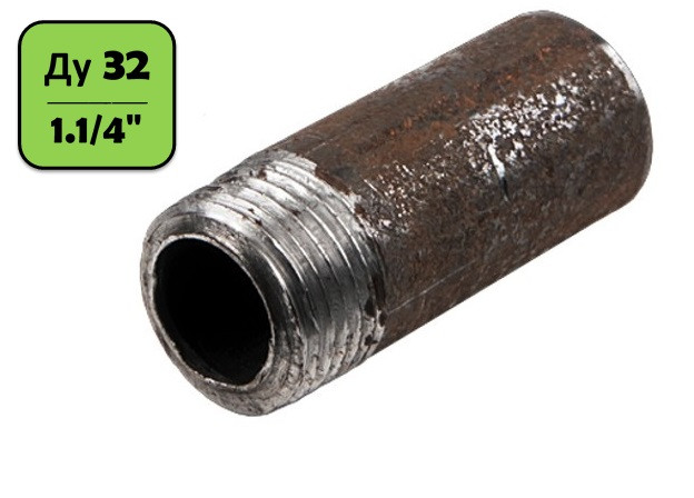 Резьба стальная Ду 32 (1.1/4") под сварку (L=60 мм)